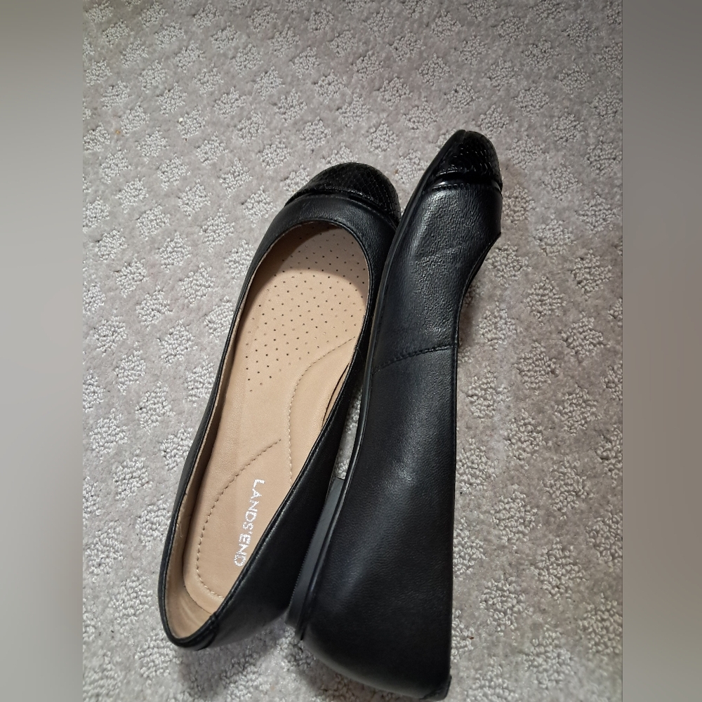 Lands' End Ballet Flats 7.5 with Textured Toe Black Shoes NEW Without TAG - Picture 4 of 9